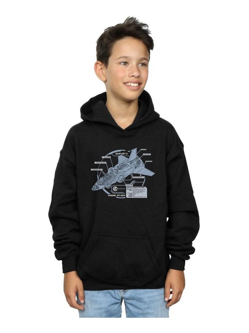 Marvel - Sweat à capuche THE AVENGERS QUINJET BREAKDOWN Noir - Kiabi