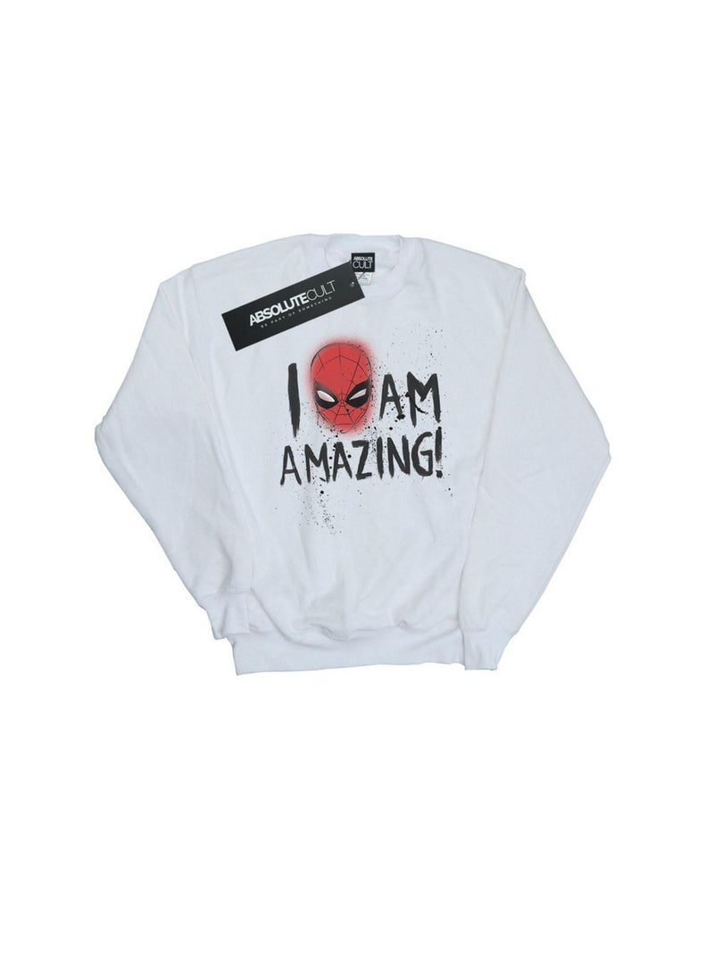 Marvel - Sweat AM AMAZING Blanc - Kiabi