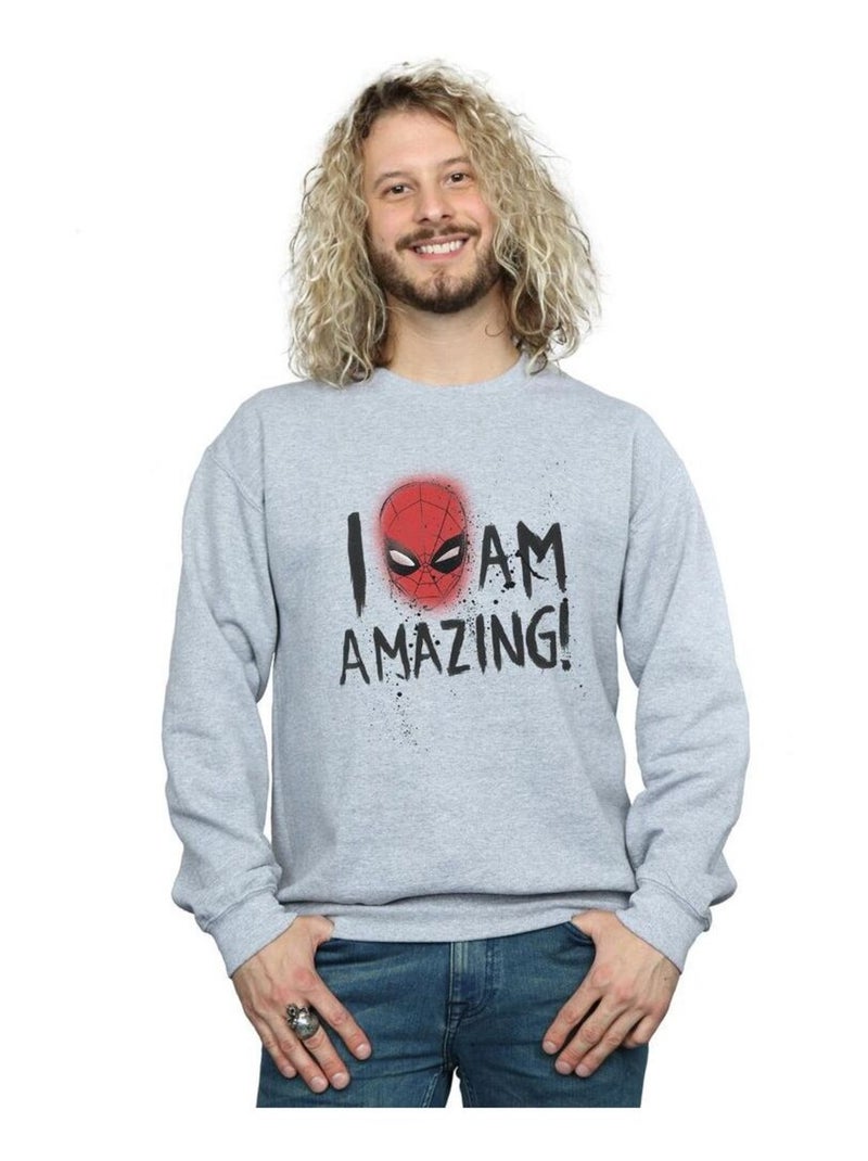 Marvel - Sweat AM AMAZING Gris chiné - Kiabi