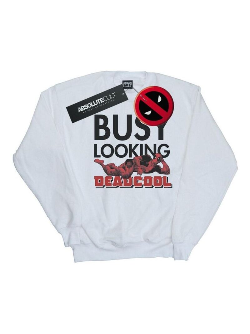 Marvel - Sweat BUSY LOOKING DEADCOOL Blanc - Kiabi