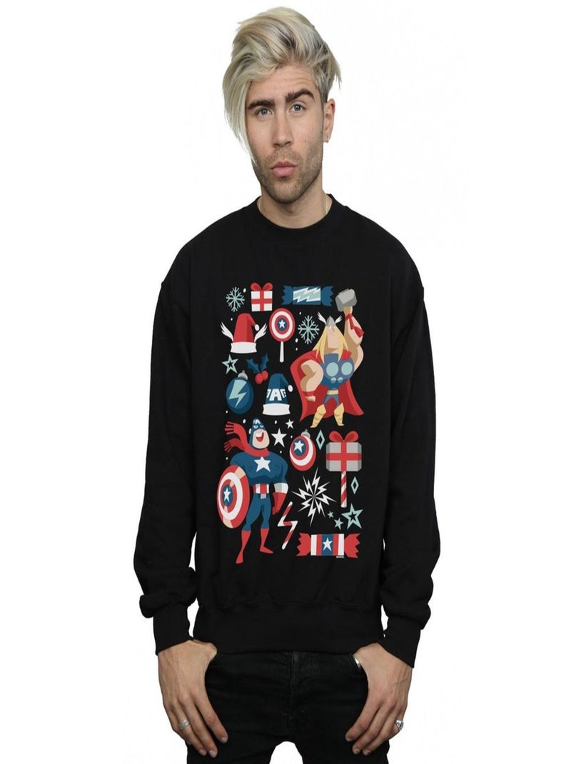 Marvel - Sweat CHRISTMAS DAY Noir - Kiabi