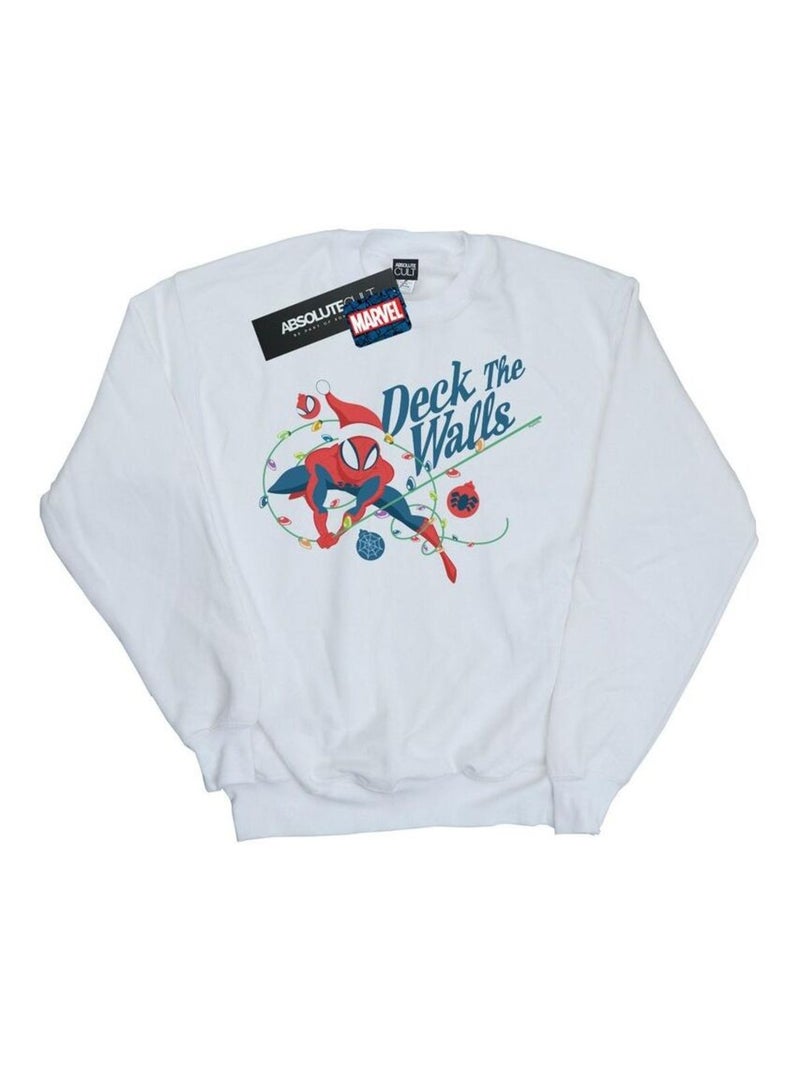Marvel - Sweat DECK THE WALLS Blanc - Kiabi
