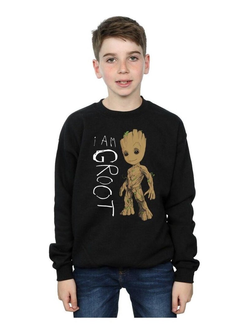 Marvel - Sweat GUARDIANS OF THE GALAXY AM GROOT Noir - Kiabi