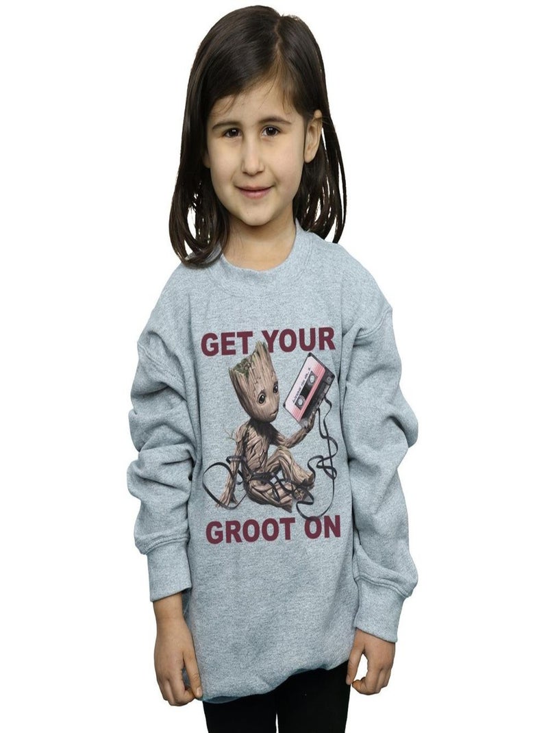 Marvel - Sweat GUARDIANS OF THE GALAXY GET YOUR GROOT ON Gris chiné - Kiabi