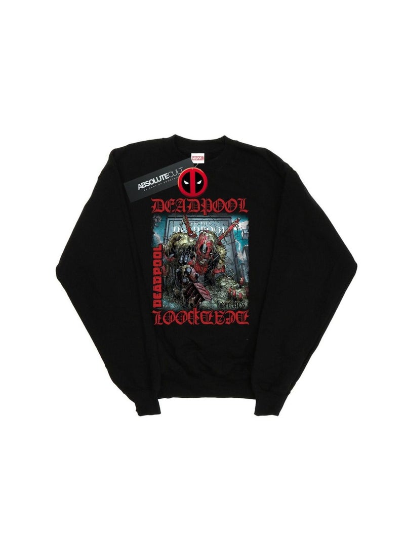 Marvel - Sweat HERE LIES DEADPOOL Noir - Kiabi