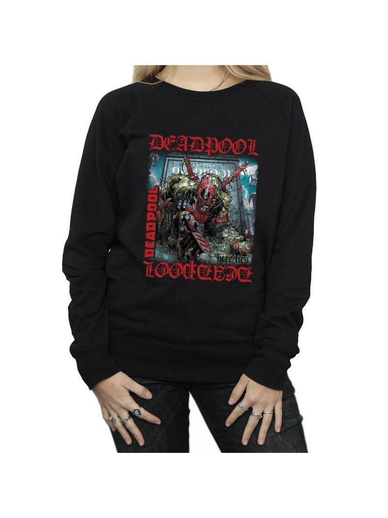Marvel - Sweat HERE LIES DEADPOOL Noir - Kiabi