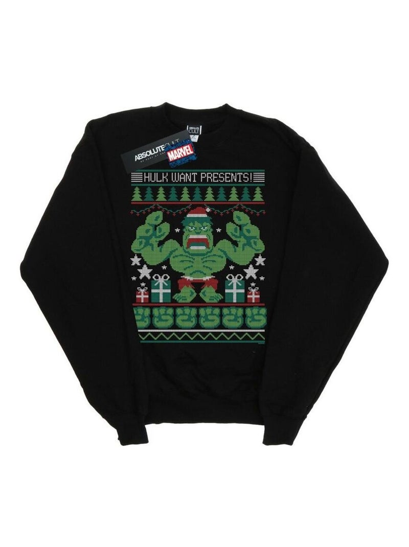 Marvel - Sweat HULK WANT PRESENTS Noir - Kiabi