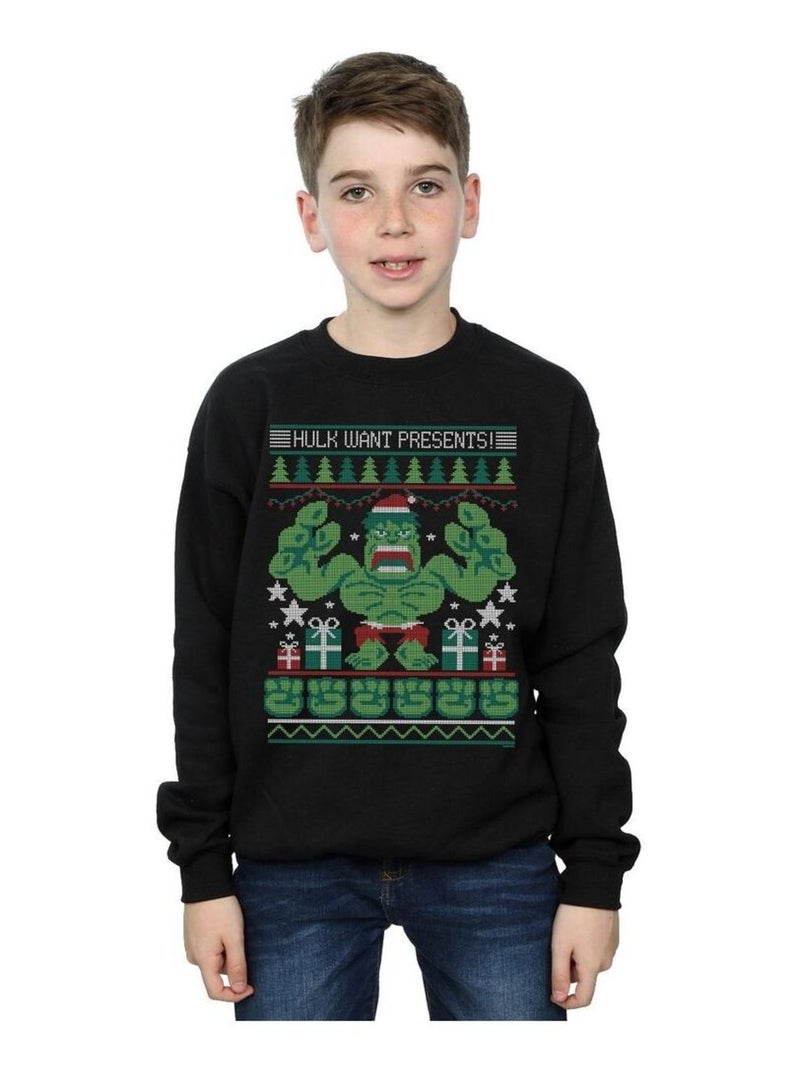Marvel - Sweat HULK WANT PRESENTS Noir - Kiabi