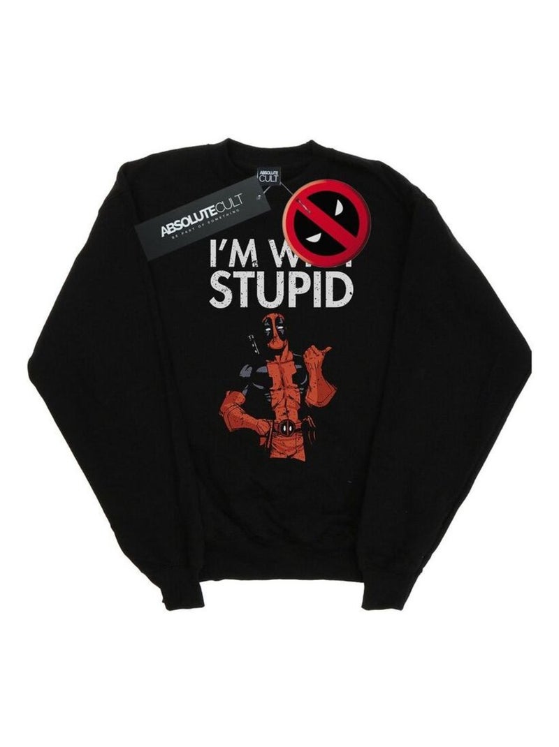 Marvel - Sweat I'M WITH STUPID Noir - Kiabi