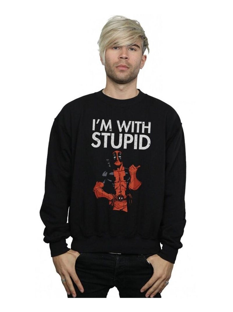 Marvel - Sweat I'M WITH STUPID Noir - Kiabi
