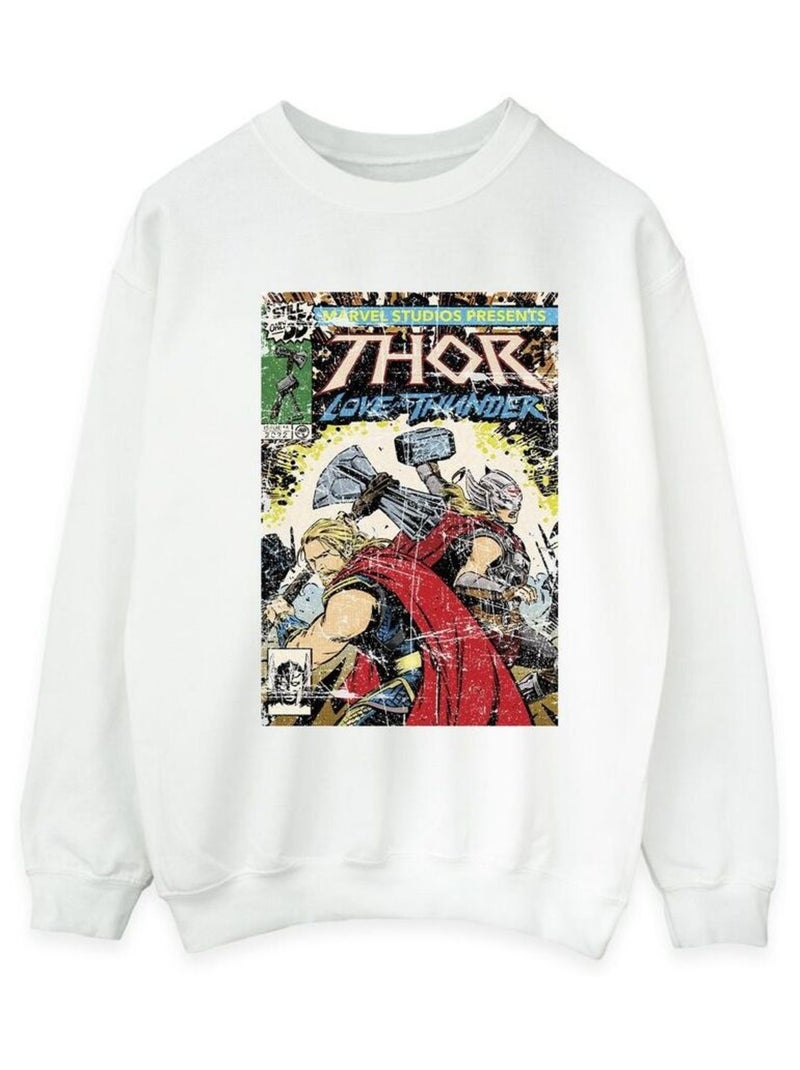 Marvel - Sweat LOVE AND THUNDER Blanc - Kiabi