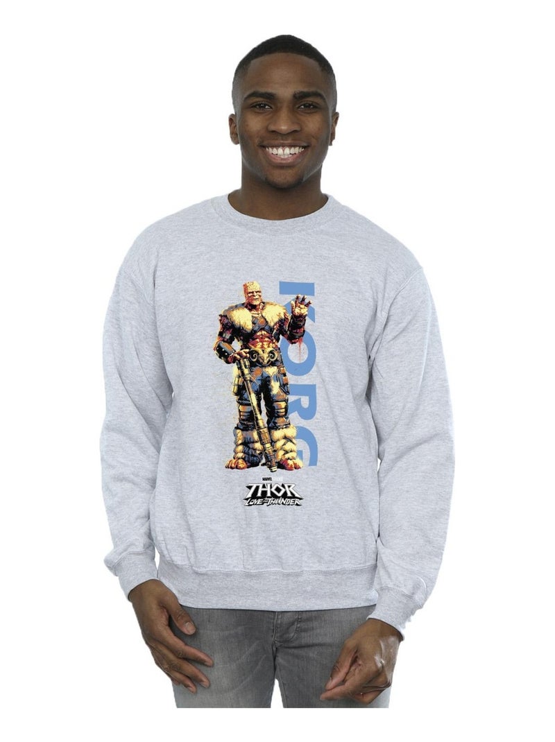 Marvel - Sweat LOVE AND THUNDER Gris chiné - Kiabi