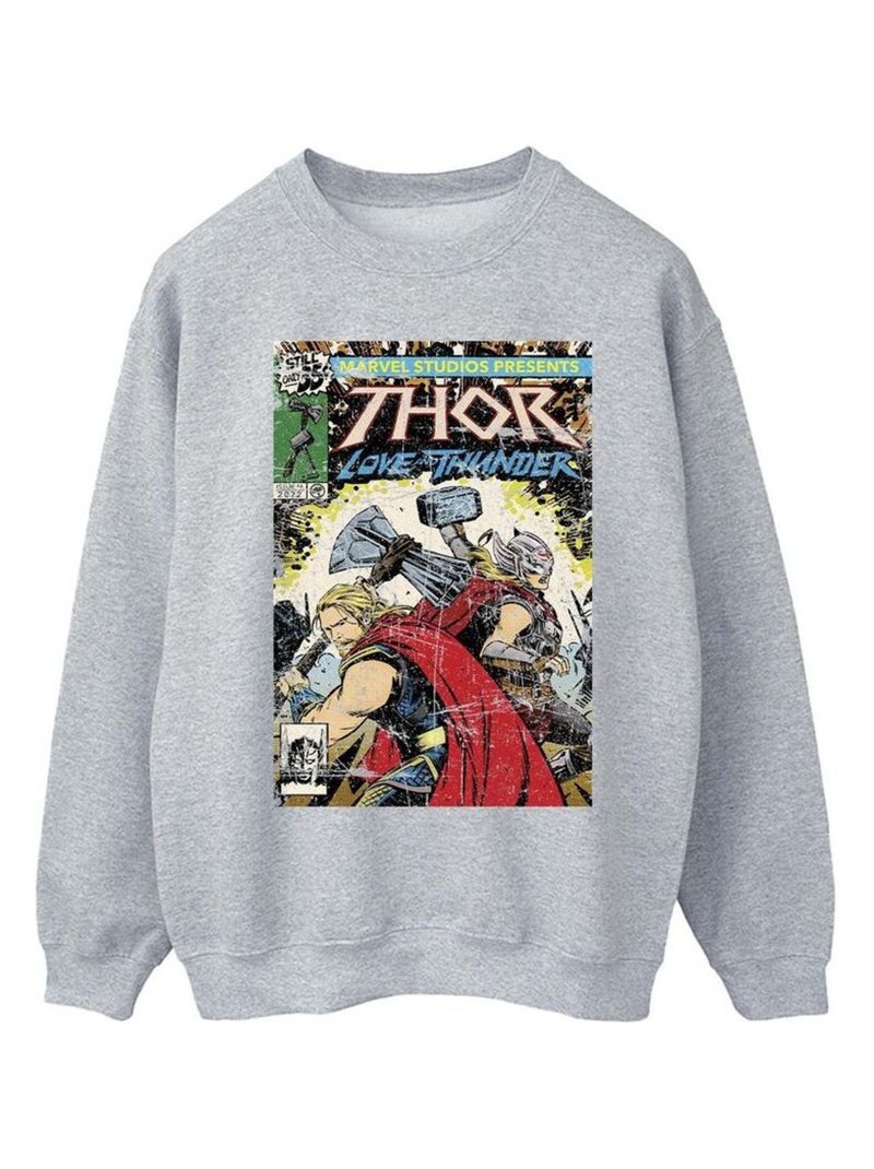 Marvel - Sweat LOVE AND THUNDER Gris chiné - Kiabi