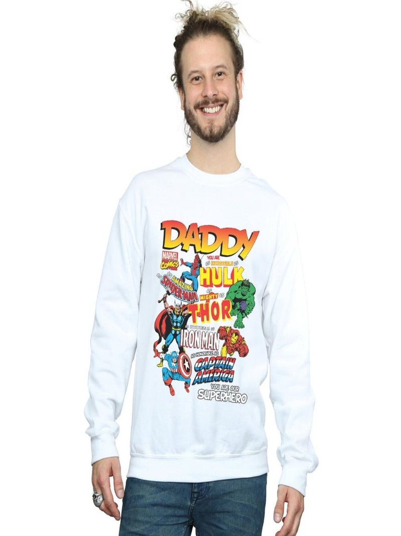 Marvel - Sweat OUR DAD SUPERHERO Blanc - Kiabi