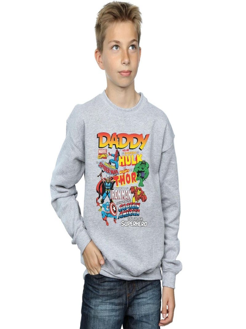 Marvel - Sweat OUR DAD SUPERHERO Gris chiné - Kiabi