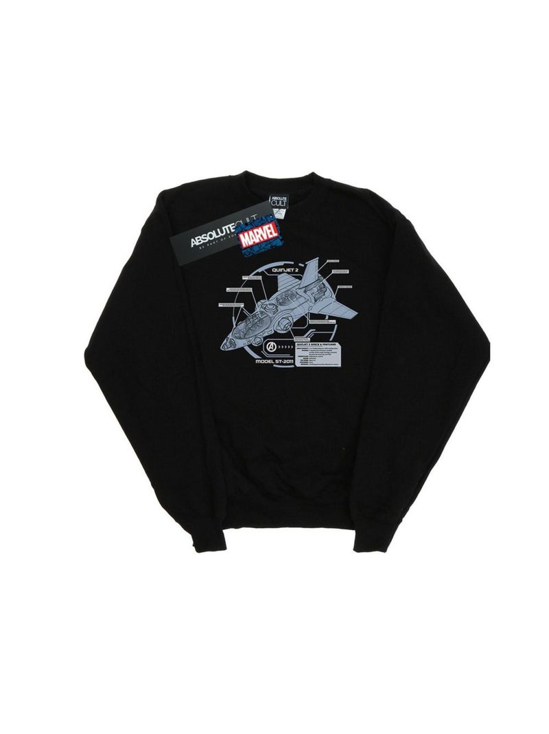 Marvel - Sweat THE AVENGERS QUINJET BREAKDOWN Noir - Kiabi