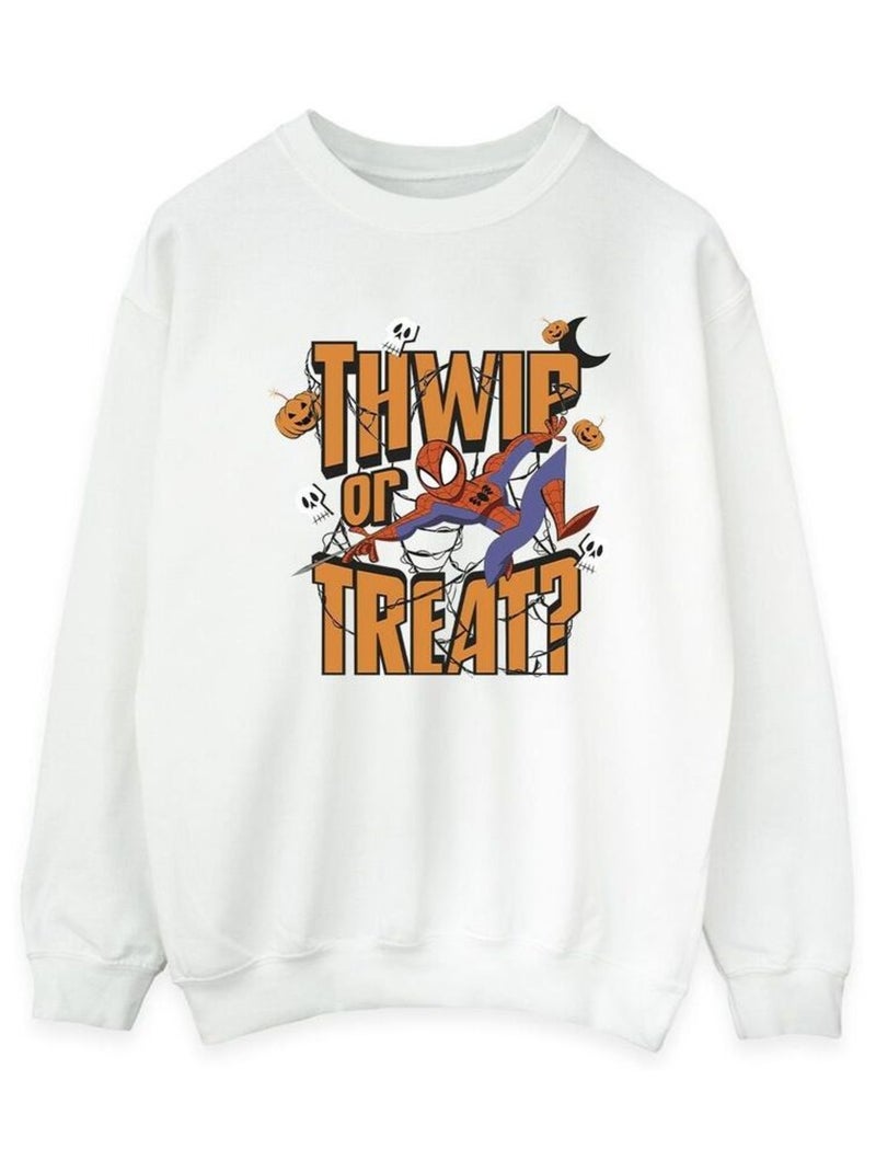 Marvel - Sweat THWIP OR TREAT Blanc - Kiabi