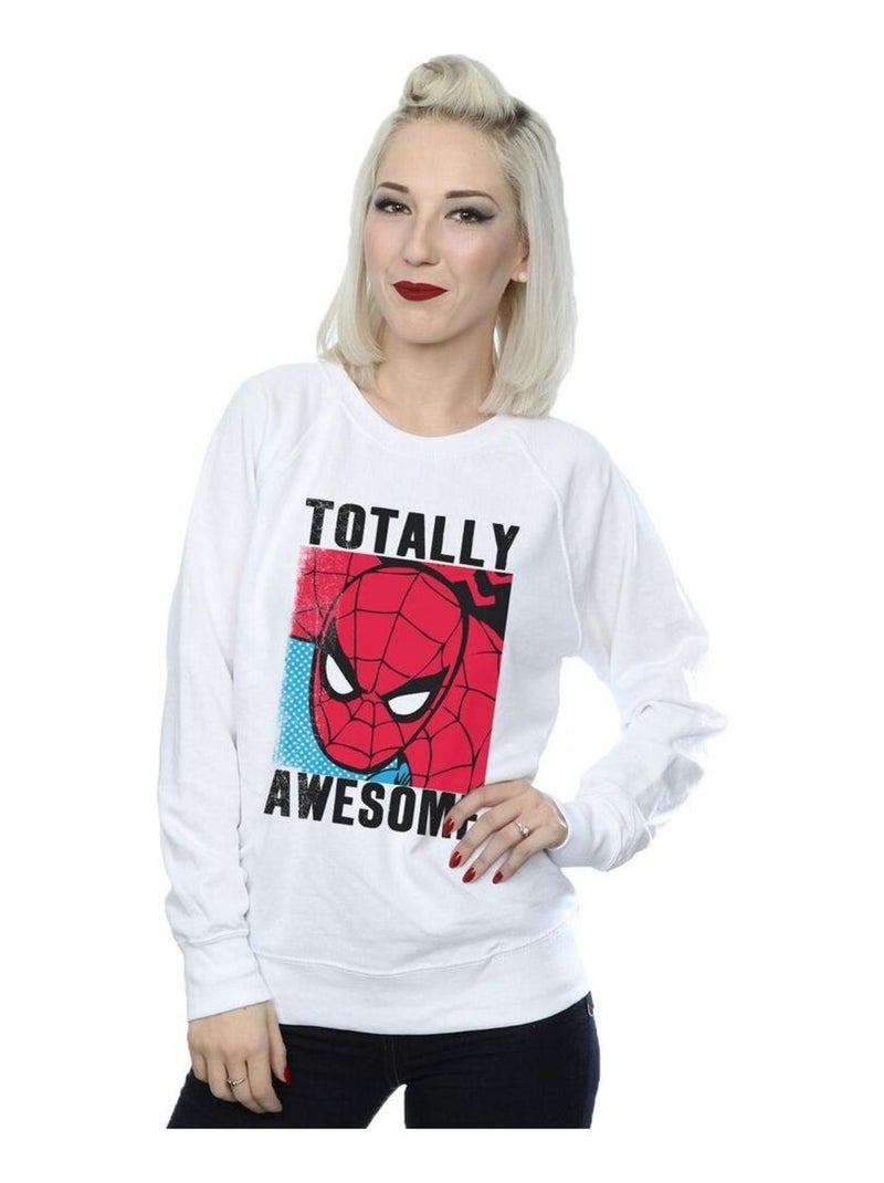 Marvel - Sweat TOTALLY AWESOME Blanc - Kiabi