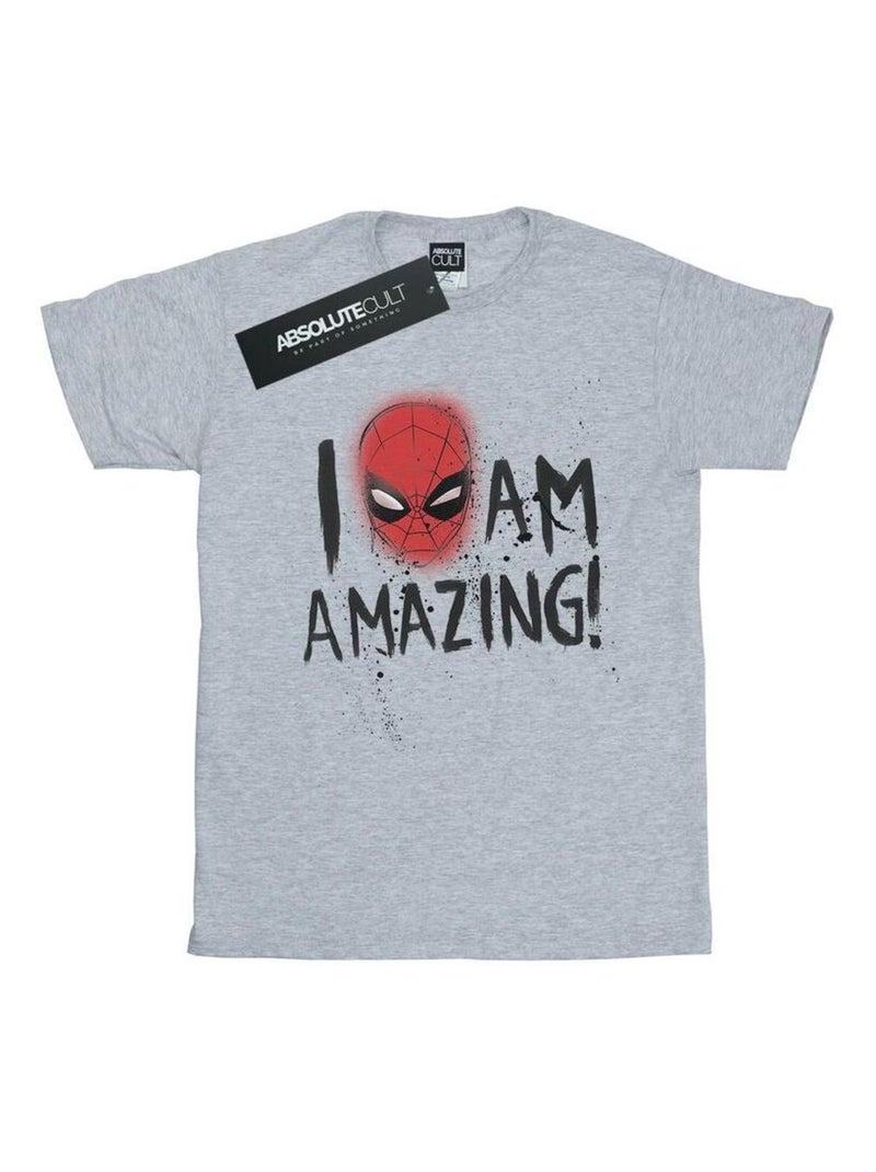 Marvel - T-shirt AM AMAZING Gris chiné - Kiabi
