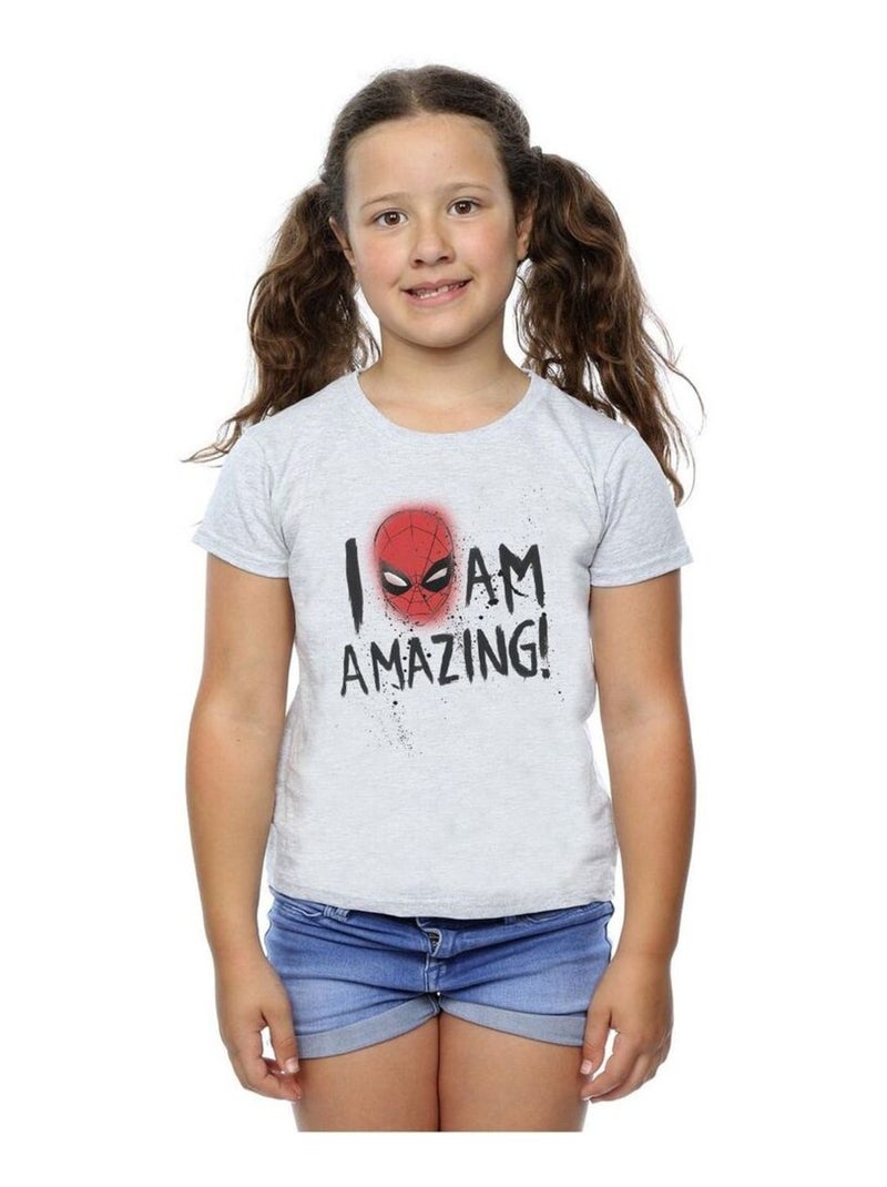 Marvel - T-shirt AM AMAZING Gris chiné - Kiabi