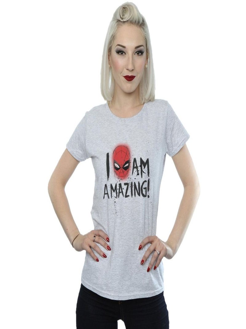 Marvel - T-shirt AM AMAZING Gris chiné - Kiabi