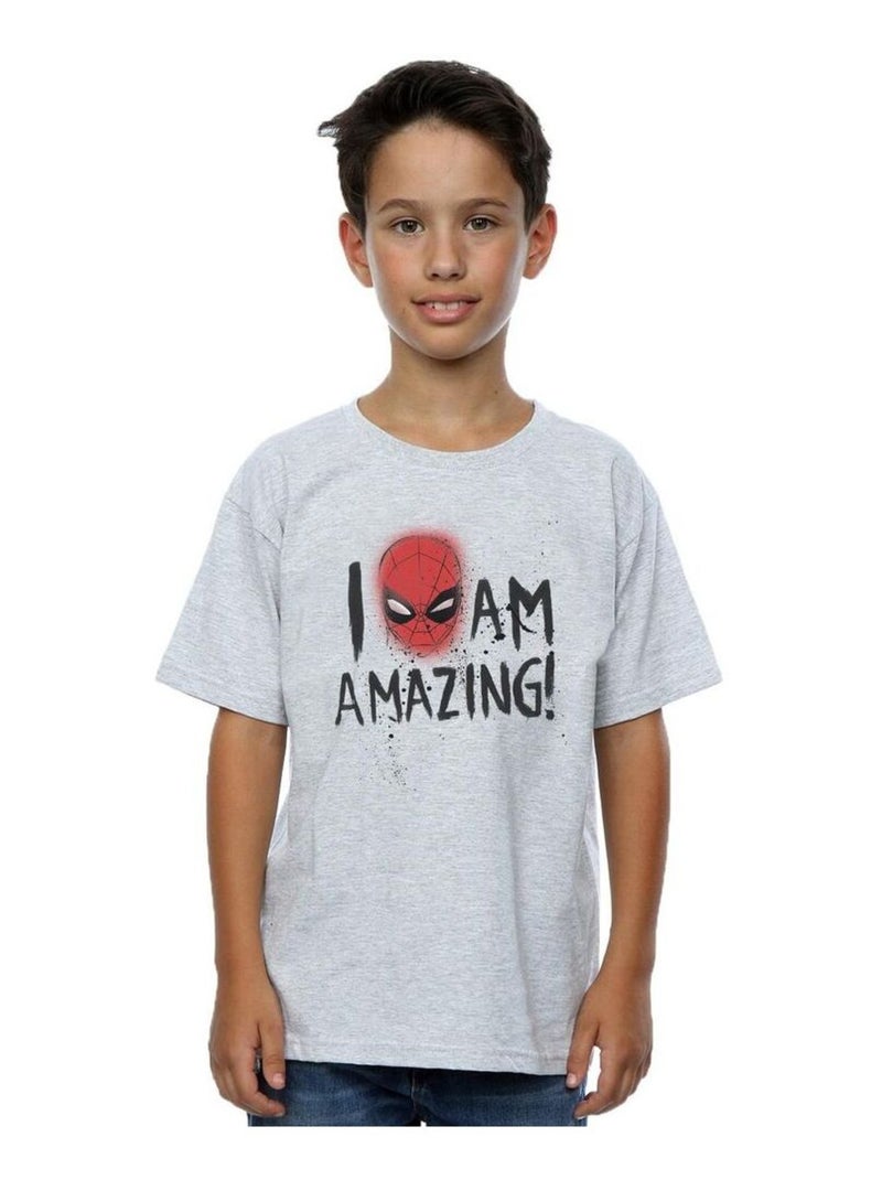 Marvel - T-shirt AM AMAZING Gris chiné - Kiabi