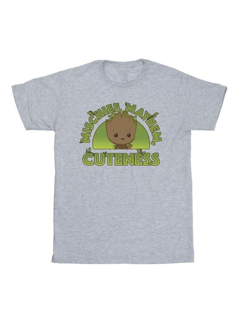 Marvel - T-shirt AM GROOT MISCHIEF MAYHEM Gris chiné - Kiabi