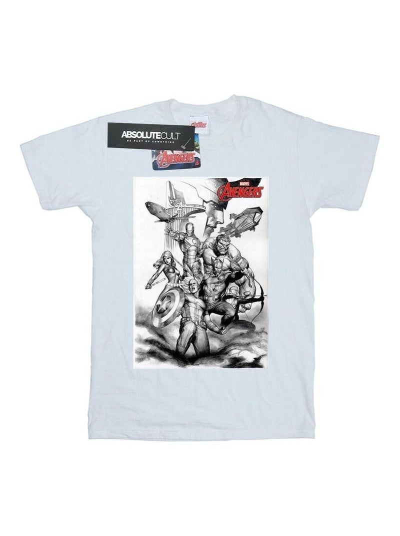 Marvel - T-shirt AVENGERS ASSEMBLE Blanc - Kiabi