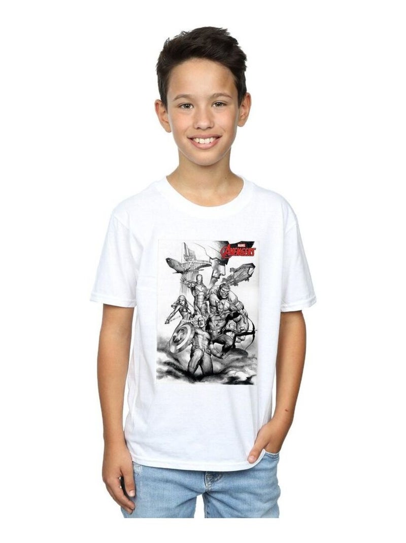 Marvel - T-shirt AVENGERS ASSEMBLE Blanc - Kiabi