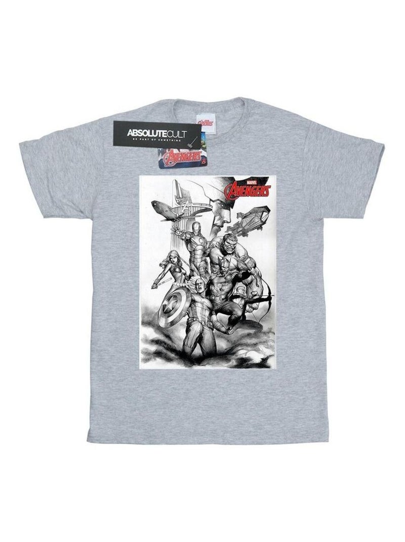 Marvel - T-shirt AVENGERS ASSEMBLE Gris chiné - Kiabi