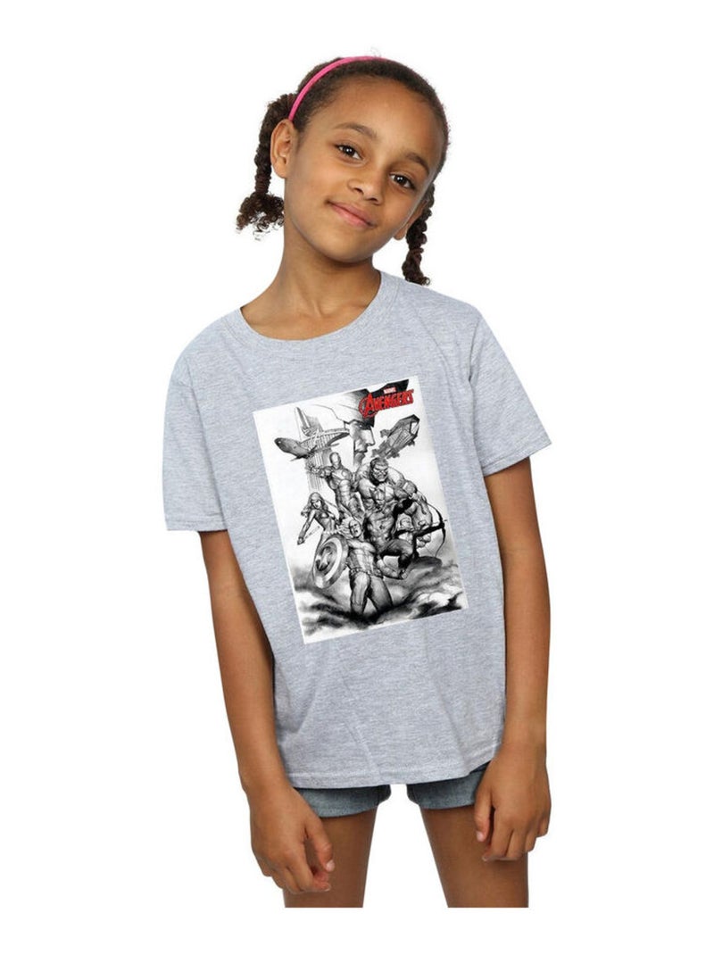 Marvel - T-shirt AVENGERS ASSEMBLE Gris chiné - Kiabi