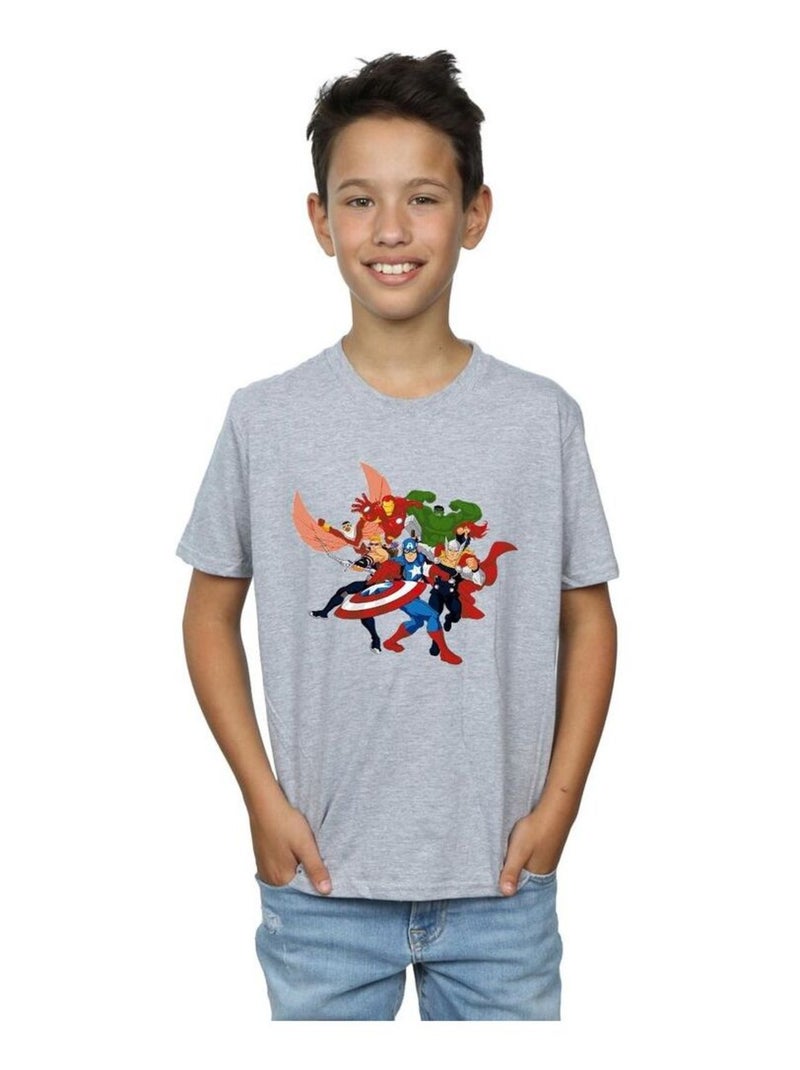Marvel - T-shirt AVENGERS ASSEMBLE Gris chiné - Kiabi