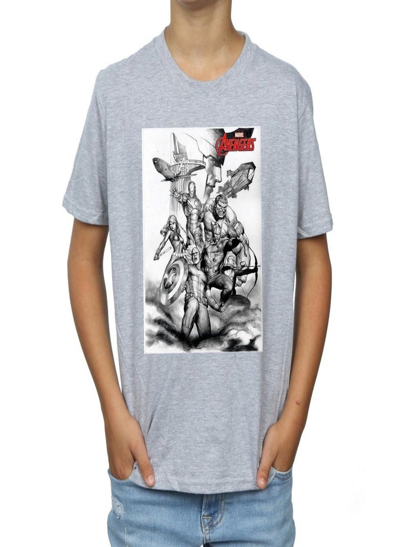 Marvel - T-shirt AVENGERS ASSEMBLE Gris chiné - Kiabi