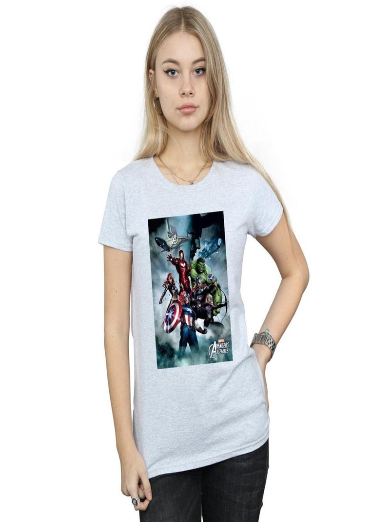 Marvel - T-shirt AVENGERS ASSEMBLE Gris chiné - Kiabi