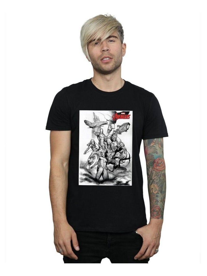 Marvel - T-shirt AVENGERS ASSEMBLE Noir - Kiabi