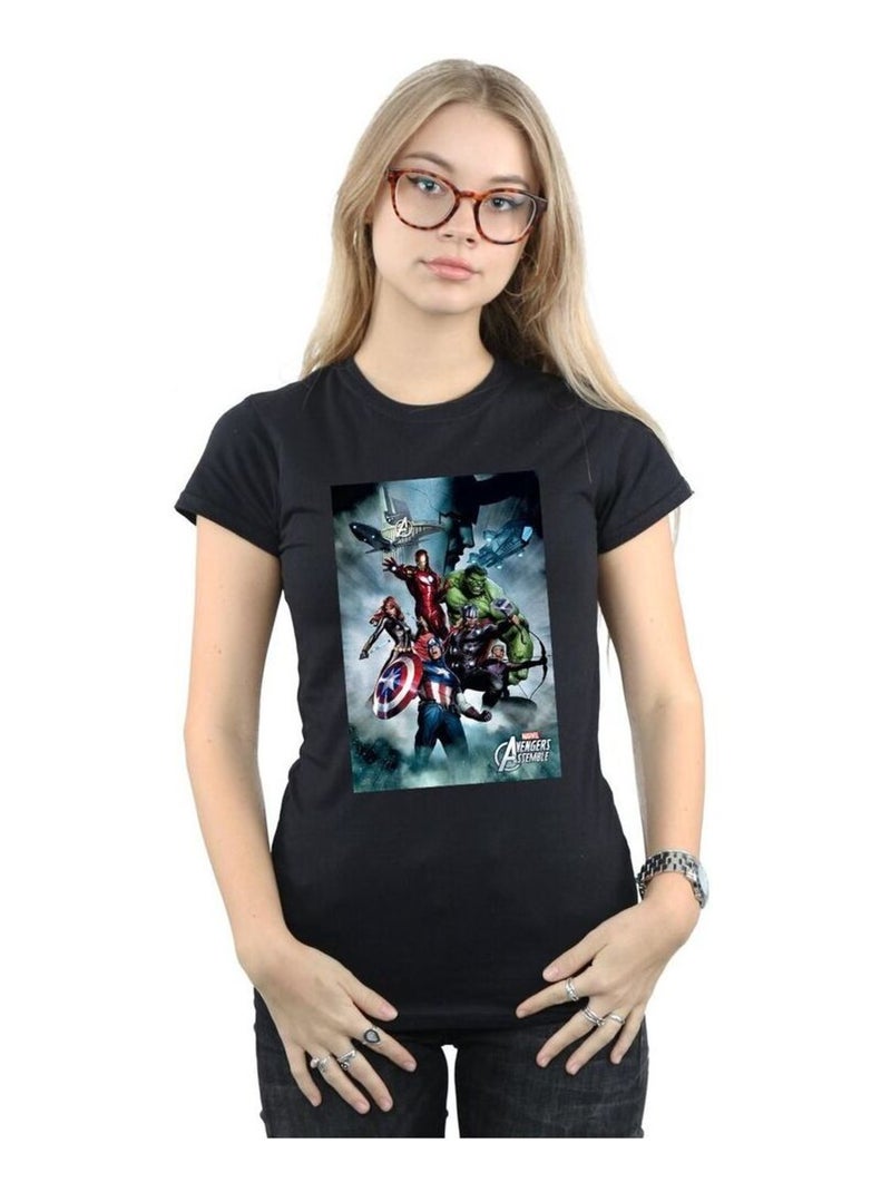 Marvel - T-shirt AVENGERS ASSEMBLE Noir - Kiabi