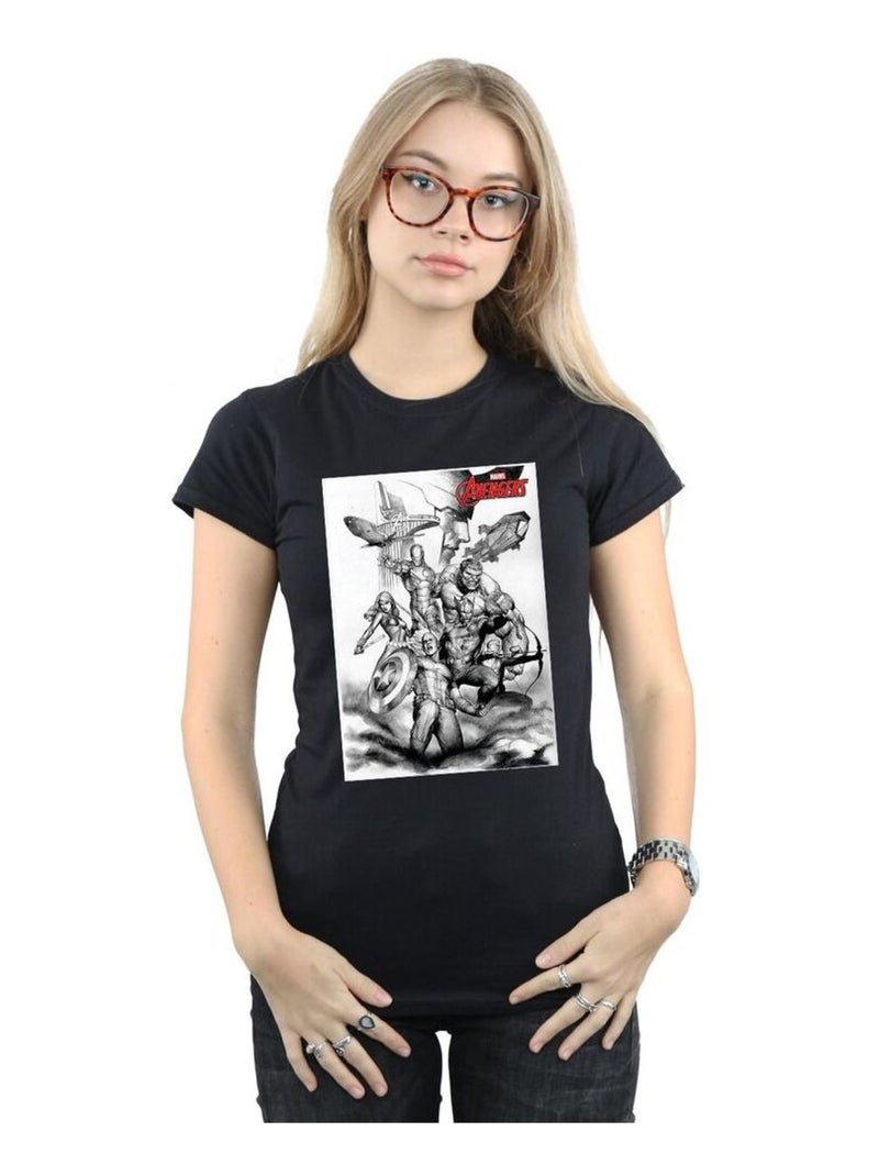 Marvel - T-shirt AVENGERS ASSEMBLE Noir - Kiabi