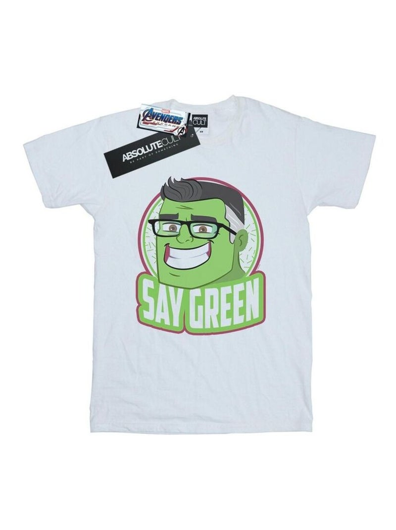 Marvel - T-shirt AVENGERS ENDGAME SAY GREEN Blanc - Kiabi
