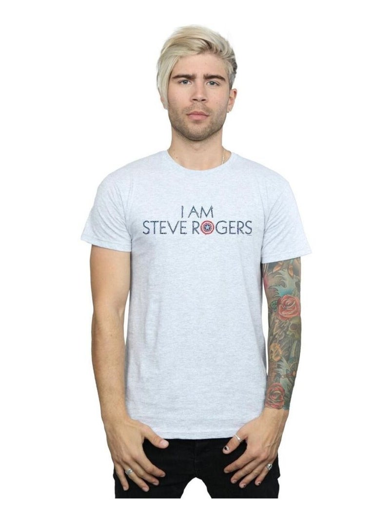 Marvel - T-shirt AVENGERS INFINITY WAR AM STEVE ROGERS Gris chiné - Kiabi