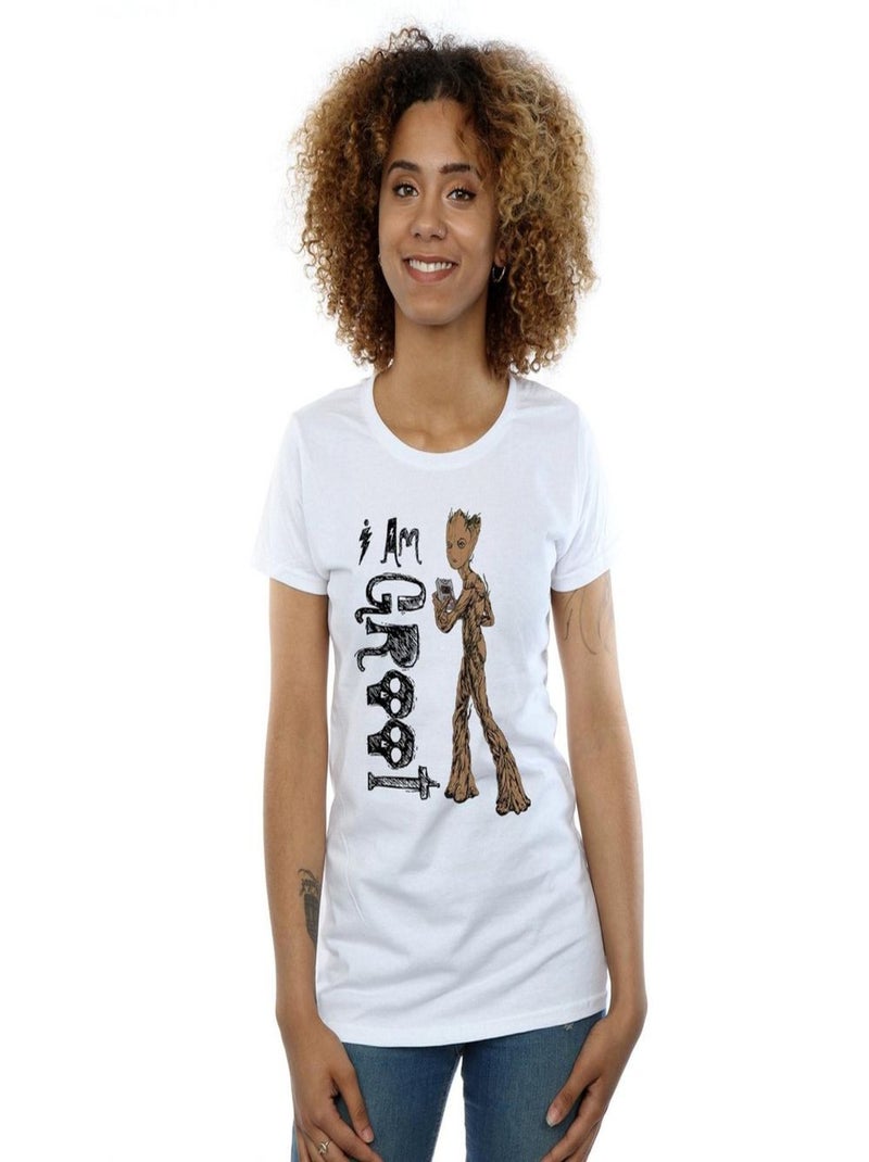 Marvel - T-shirt AVENGERS INFINITY WAR AM TEENAGE GROOT Blanc - Kiabi