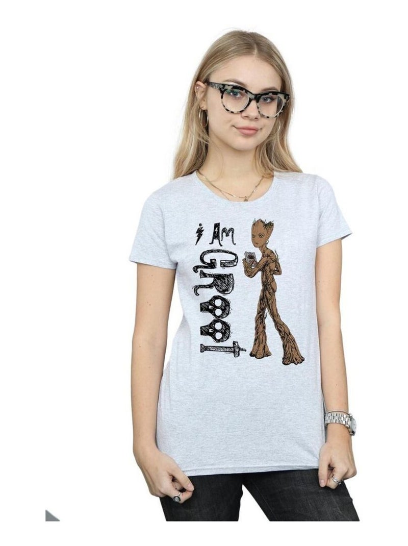 Marvel - T-shirt AVENGERS INFINITY WAR AM TEENAGE GROOT Gris chiné - Kiabi