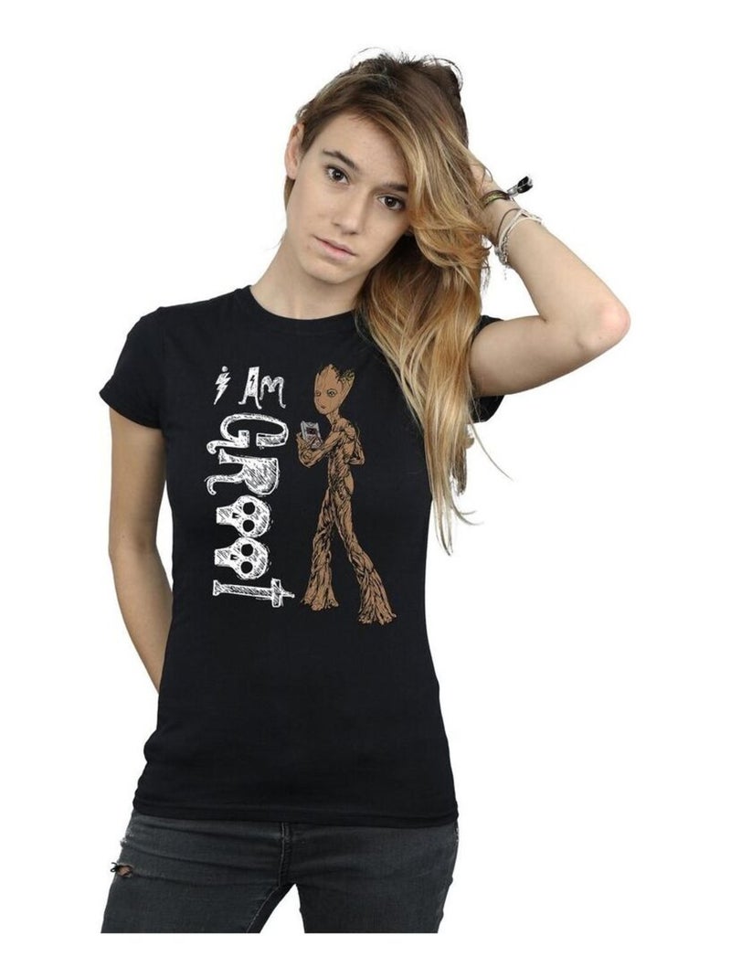 Marvel - T-shirt AVENGERS INFINITY WAR AM TEENAGE GROOT Noir - Kiabi