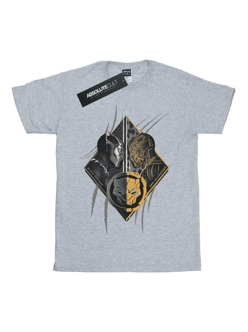 Marvel - T-shirt BLACK PANTHER VS KILLMONGER Gris chiné - Kiabi