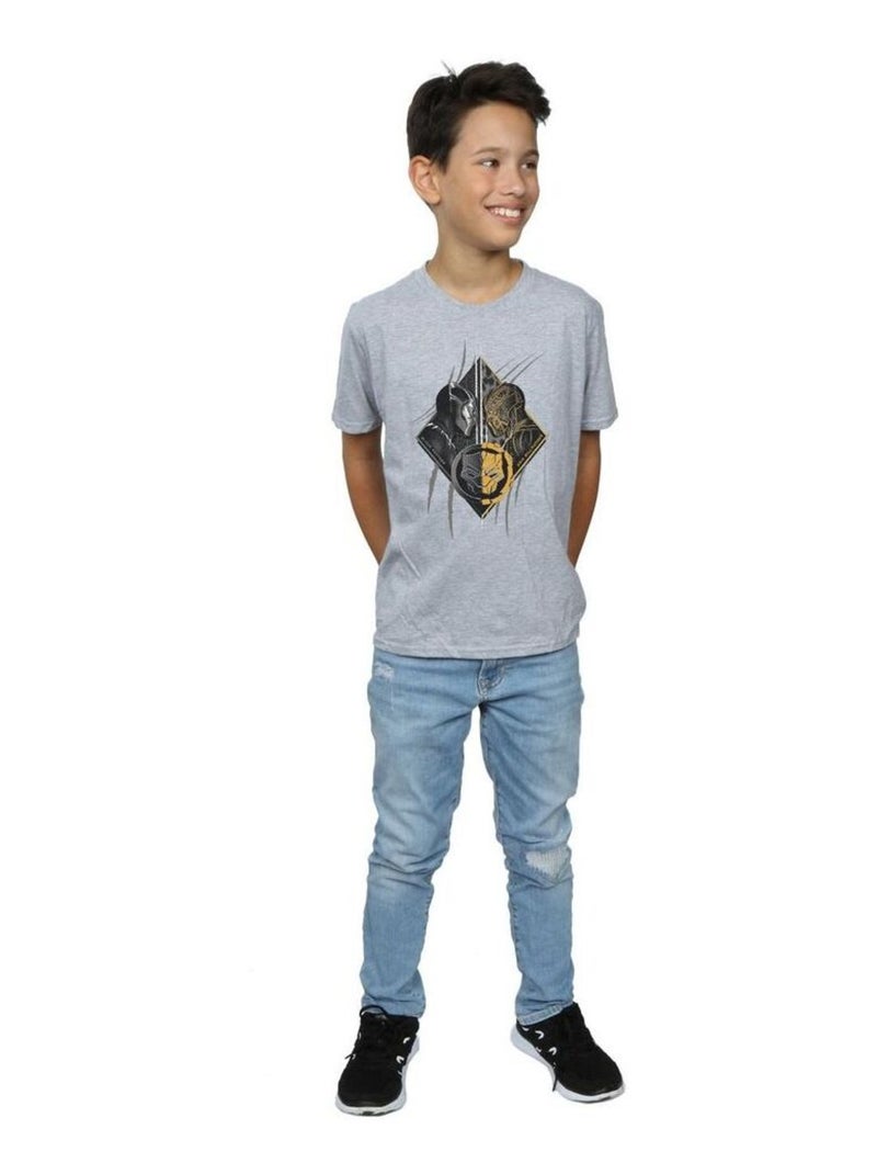 Marvel - T-shirt BLACK PANTHER VS KILLMONGER Gris chiné - Kiabi