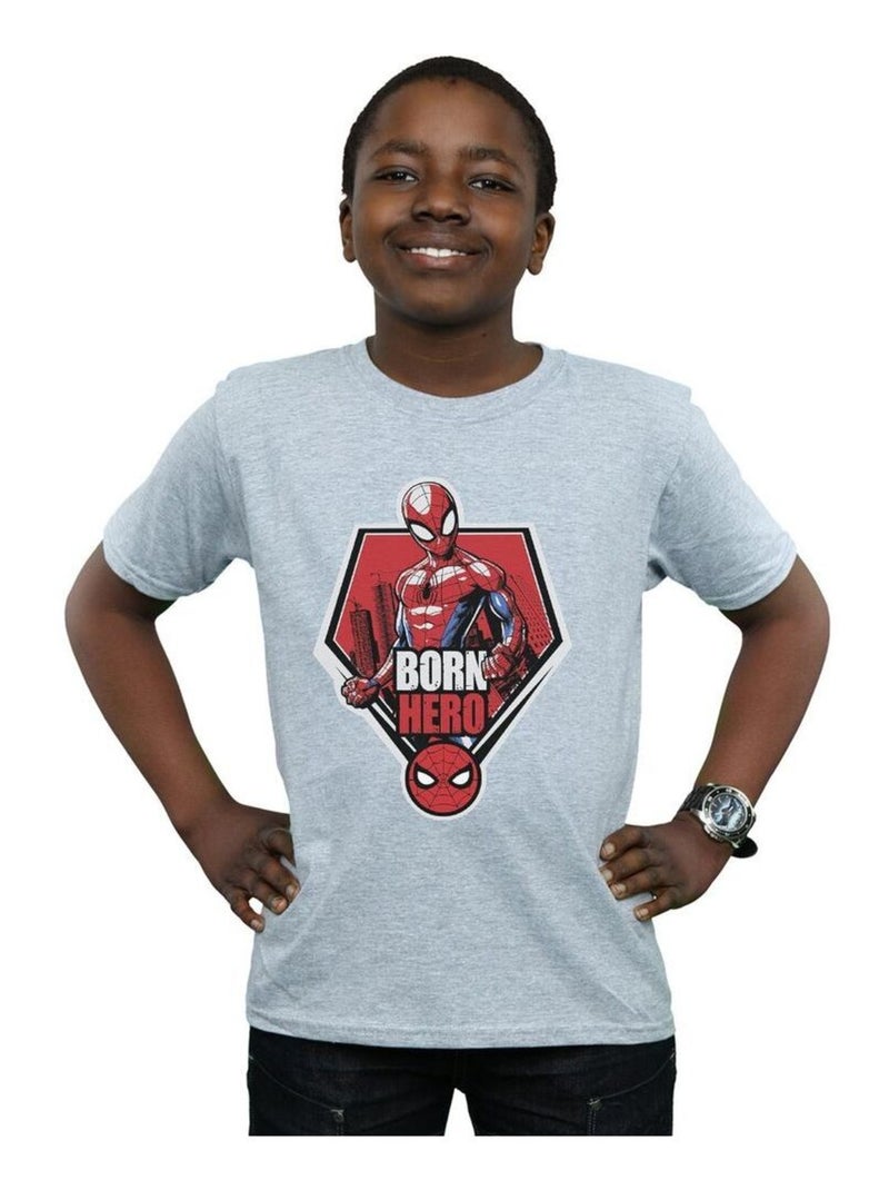 Marvel - T-shirt BORN HERO Gris chiné - Kiabi