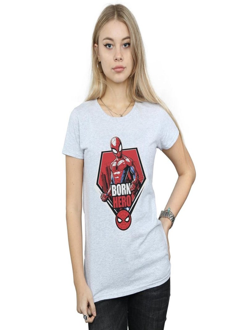 Marvel - T-shirt BORN HERO Gris chiné - Kiabi