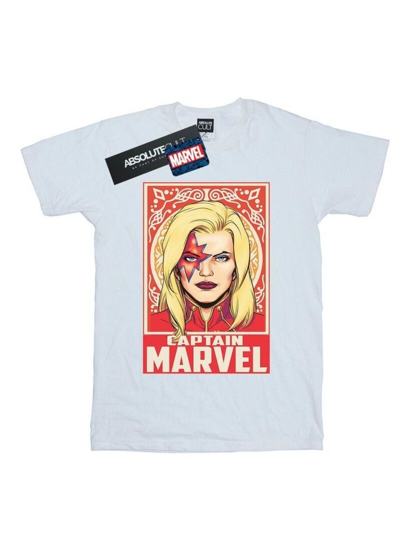 Marvel - T-shirt CAPTAIN MARVEL ORNAMENT Blanc - Kiabi