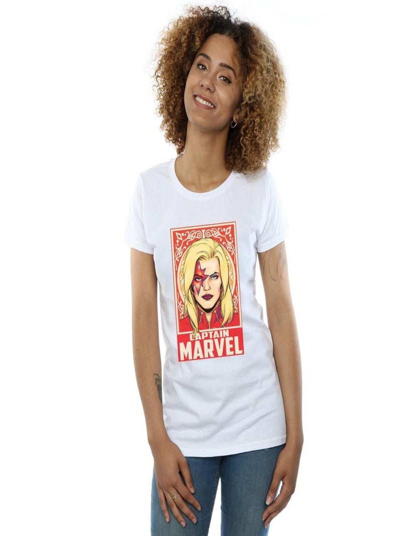 Marvel - T-shirt CAPTAIN MARVEL ORNAMENT Blanc - Kiabi