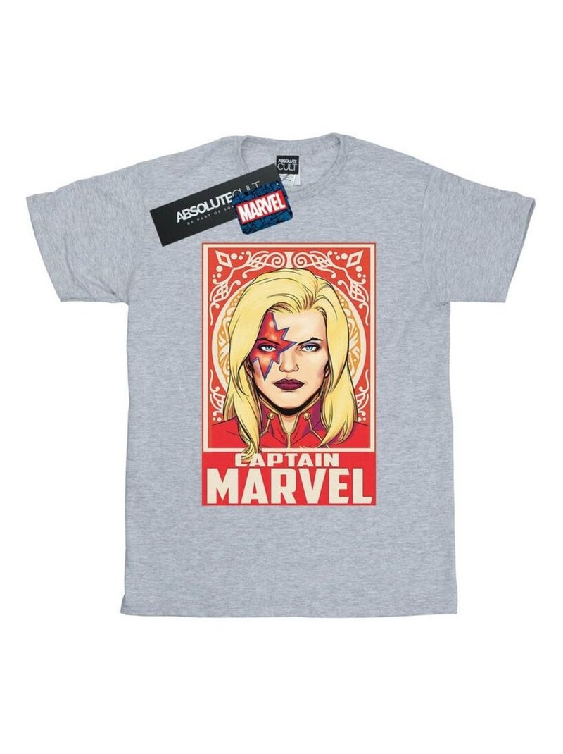 Marvel - T-shirt CAPTAIN MARVEL ORNAMENT Gris chiné - Kiabi