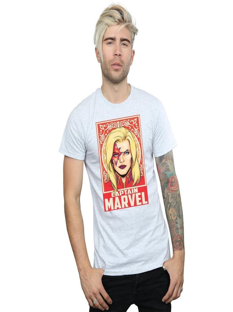 Marvel - T-shirt CAPTAIN MARVEL ORNAMENT Gris chiné - Kiabi